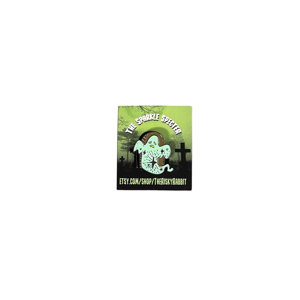 The Risky Rabbit "The Sparkle Specter" Ghost Enamel Pin Indie Spooky Halloween